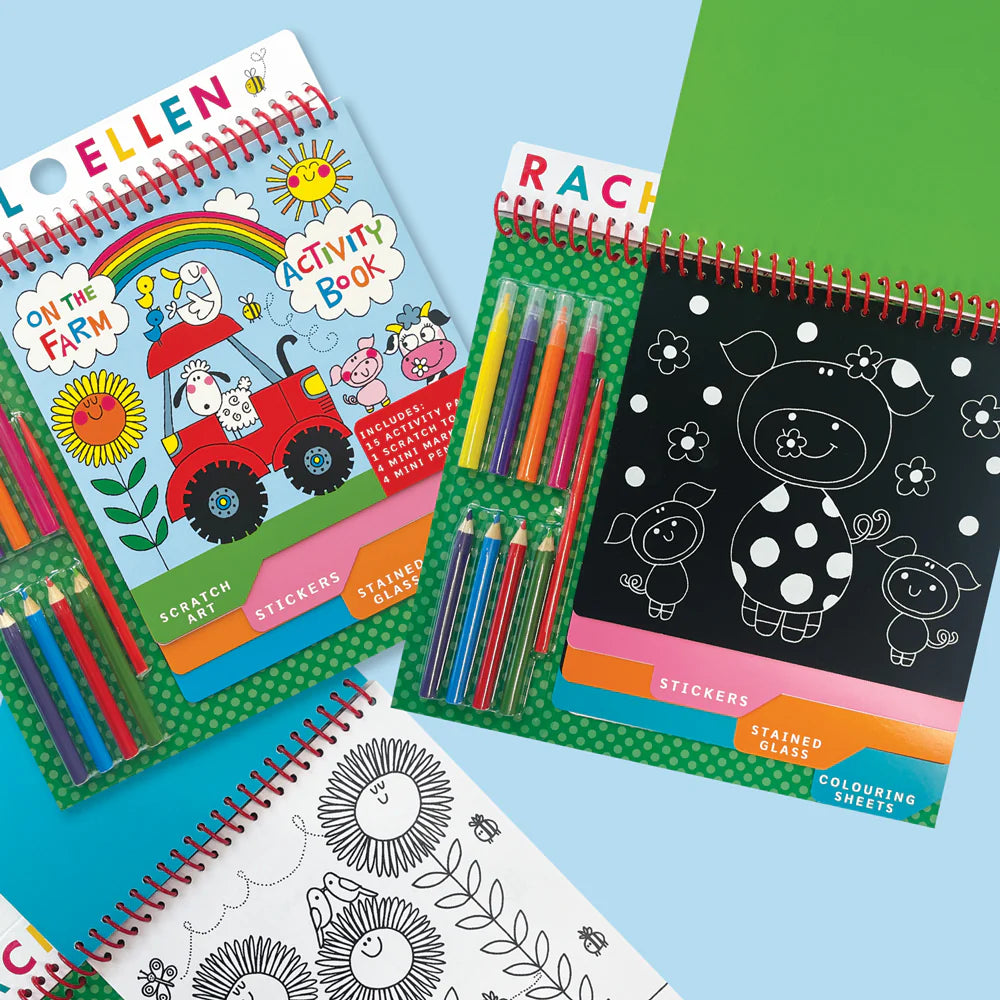 On The Farm Activity Book with Scratch Art, Stickers & Colouring Set