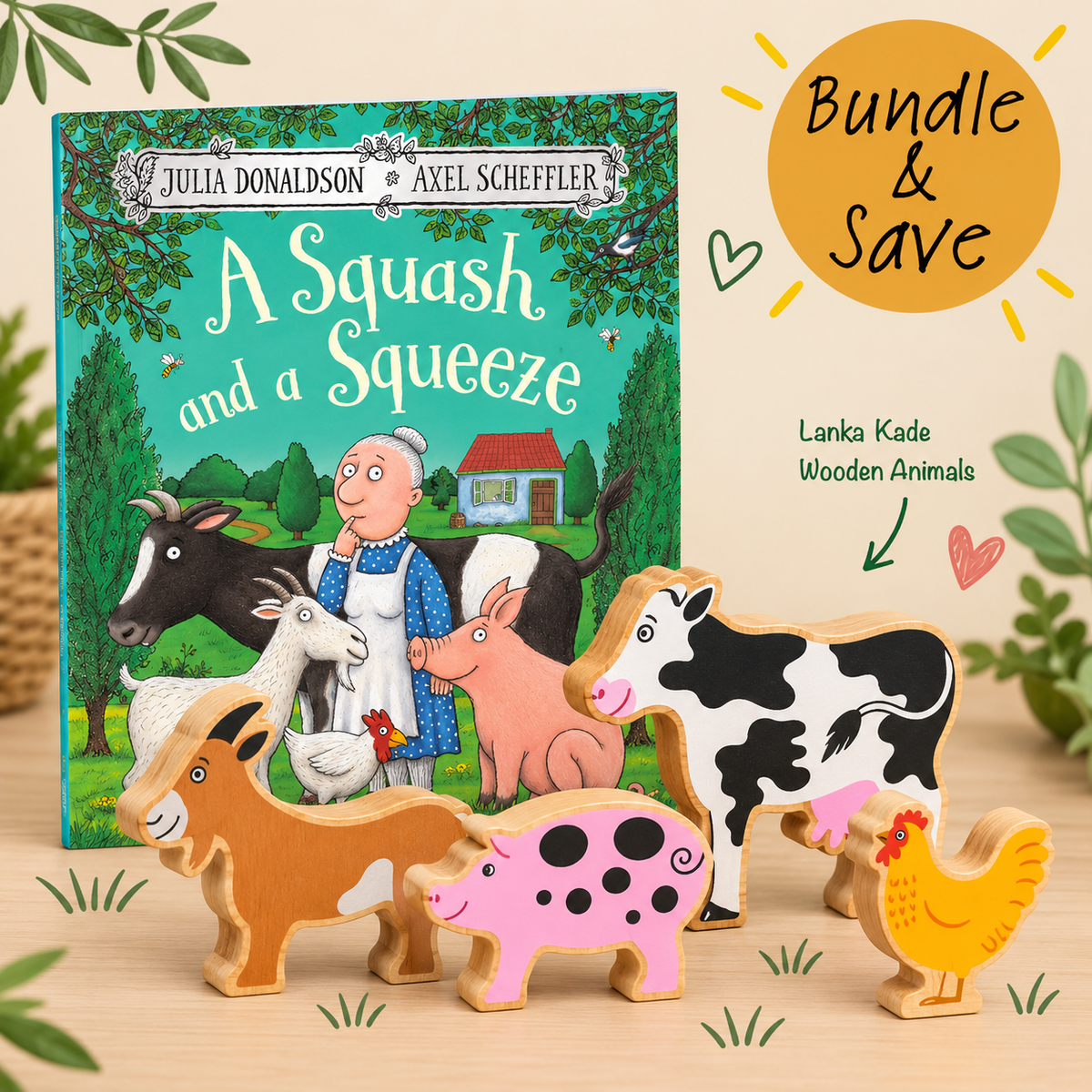 A Squash and a Squeeze – Julia Donaldson Book & Lanka Kade Toy Bundle