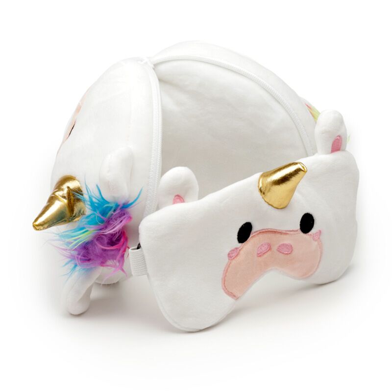 Relaxeazzz Travel Pillow & Eye Mask, Unicorn