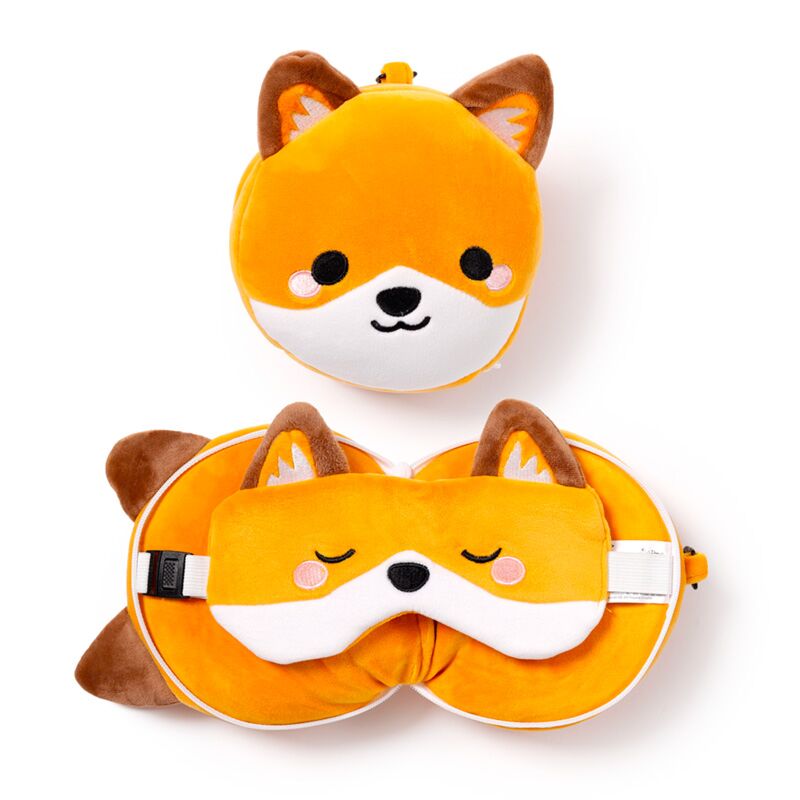 Relaxeazzz Travel Pillow & Eye Mask, Finnick The Fox