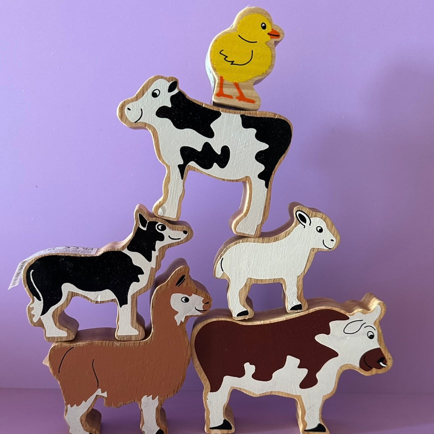 Lanka Kade Wooden Farm Animal Bundle – Set of 6 Fair Trade Wooden Animals for Kids