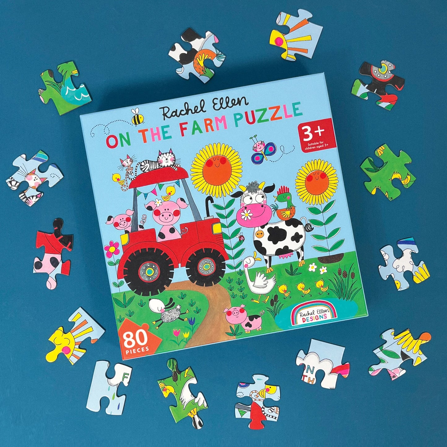 Rachel Ellen Farm Animals Jigsaw Puzzle (80 Pieces) – Kids Educational Puzzle Age 3+