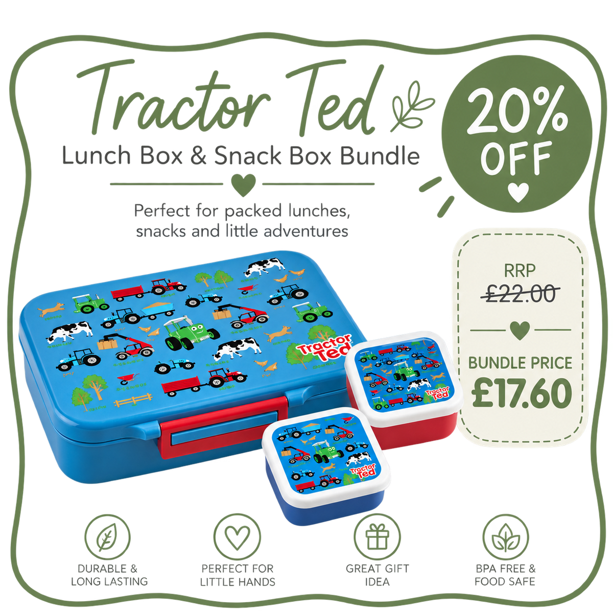 Tractor Ted Farmyard Lunch Box & Snack Pots Bundle – Save 20%