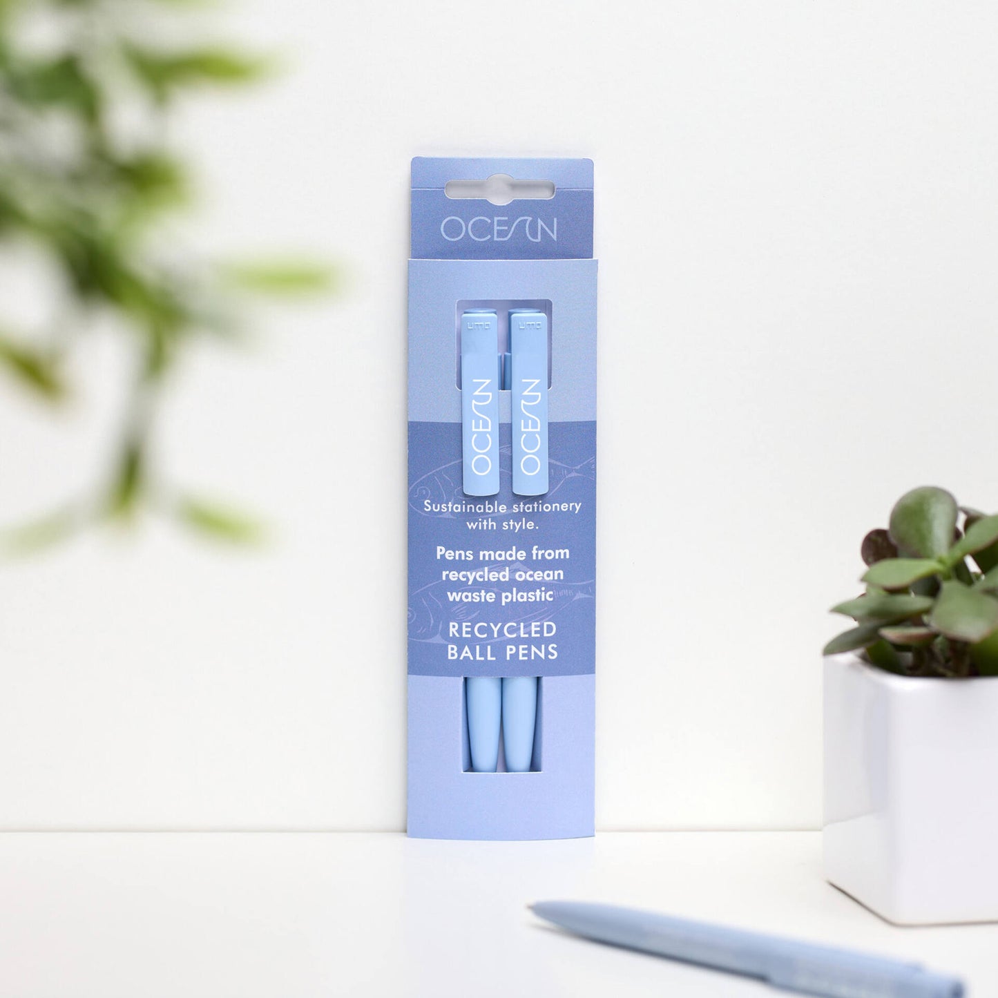 Vent For Change Recycled Ocean Waste Pens (Pack of 2) – Eco-Friendly Blue Ink Pens in Sea Blue