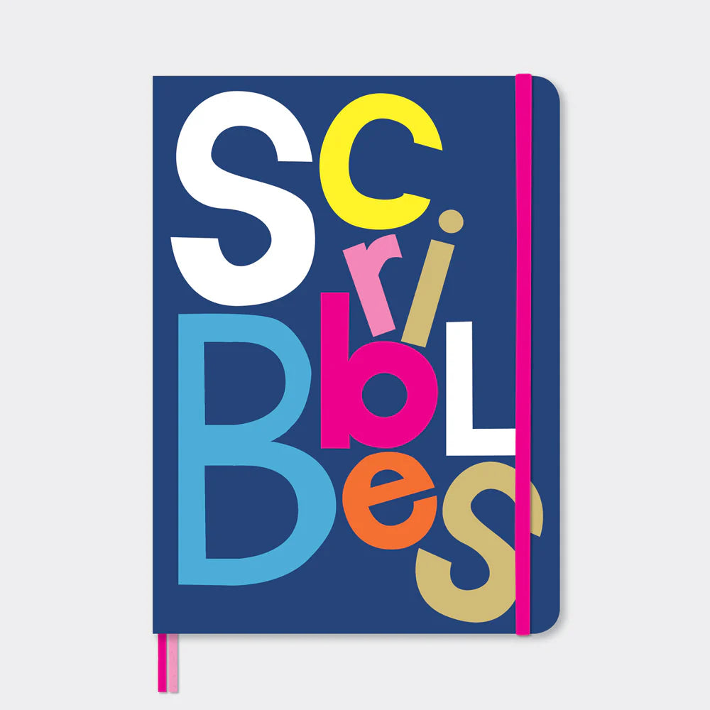 A5 Notebook – Scribbles Wordy Colourful Design | Lined Notebook