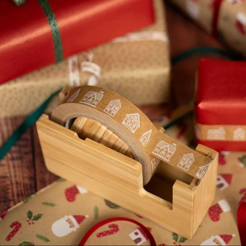 50m Brown with Gingerbread Houses Paper Tape