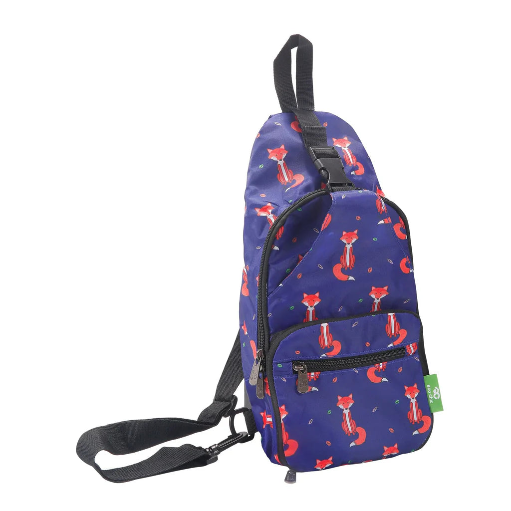 Eco Chic lightweight foldable crossbody bag in ditsy print made from recycled plastic bottles