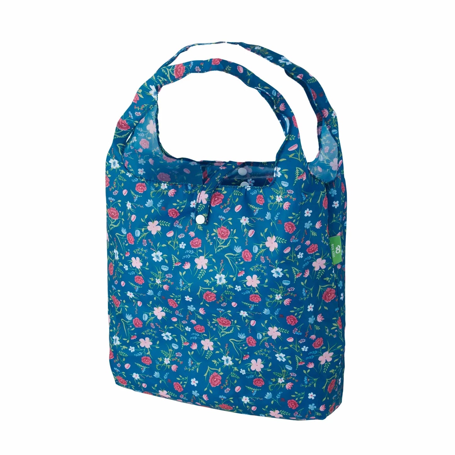 Eco Chic Navy Floral Print Foldable Reusable Shopping Bag – rPET Recycled Lightweight Bag