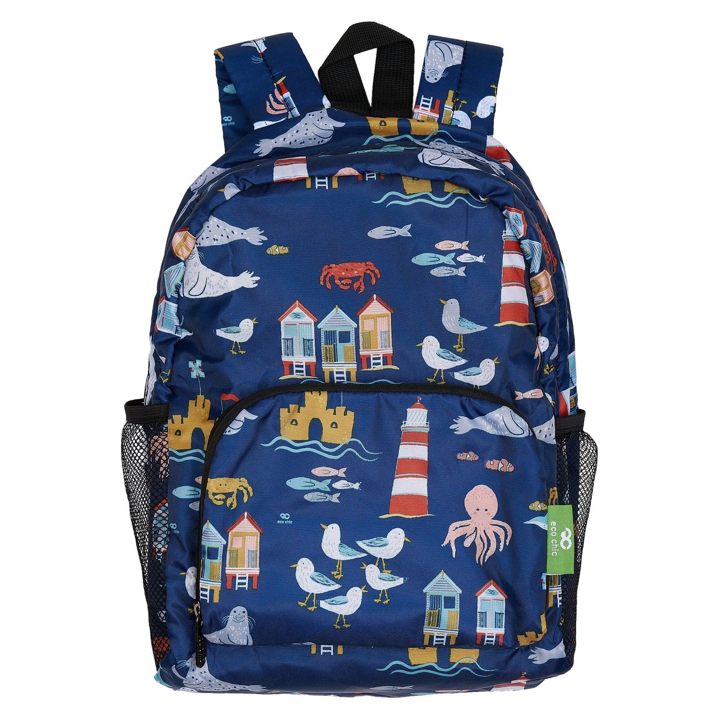 Eco Chic mini foldable backpack made from recycled plastic bottles rPET material