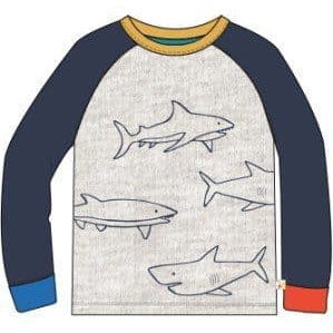 Frugi James Long Sleeved Appliqué Top – Sharks