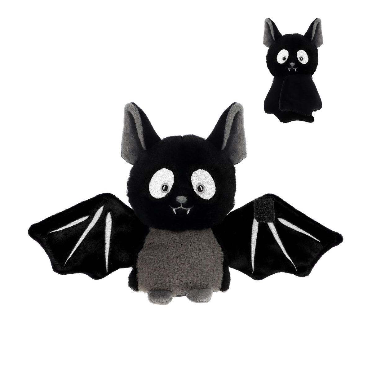 Plush bat toy with open wings on a white background