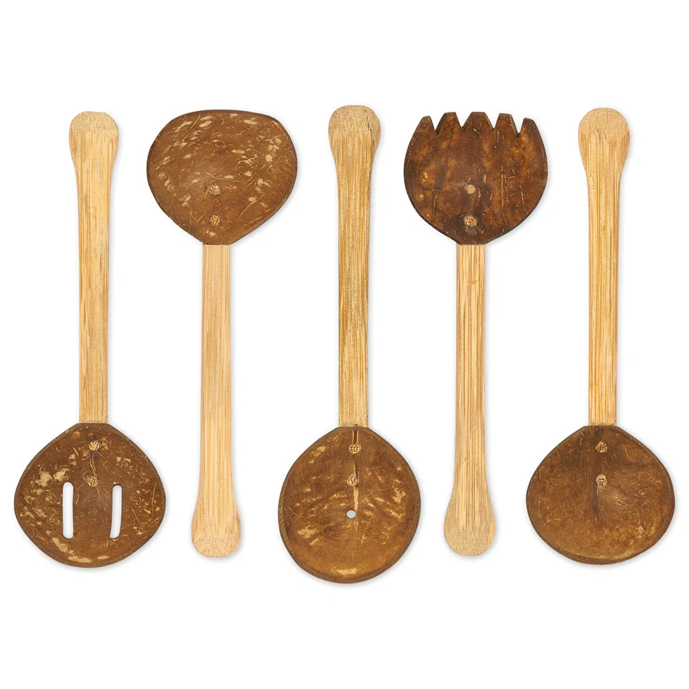 Lanka Kade Coconut shell utensil playset - 5 pieces in a bag
