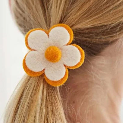 Felt Flower Hair Tie – Handmade Merino Wool Hair Bobble