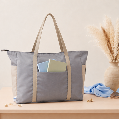 VENT for Change Large Recycled Zipped Shopper Bag – Ocean Bound Plastic - Dusty Blue