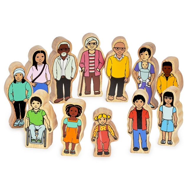 Lanka Kade Wooden Community Playset – 12 Diverse Wooden People