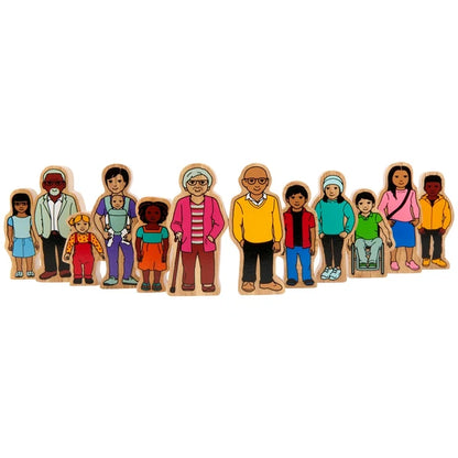 Lanka Kade Wooden Community Playset – 12 Diverse Wooden People
