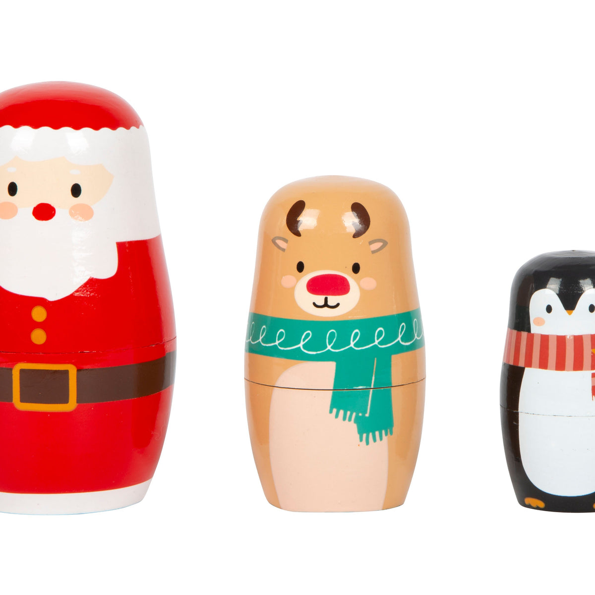 Small Foot Christmas Matryoshka Dolls – Wooden Nesting Figures