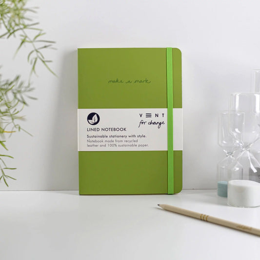 A5 Recycled Leather Notebook - Make a Mark - Green