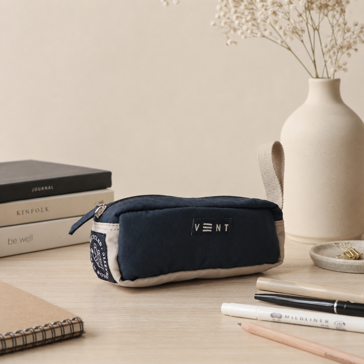 VENT for Change Recycled Ocean Plastic Pencil Case – Navy