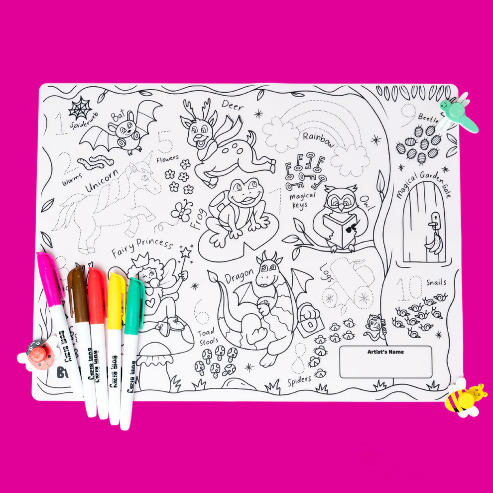 Born Bizzy Biggie, Silicone Colouring Mat Sets, Biggie (30x40cm)