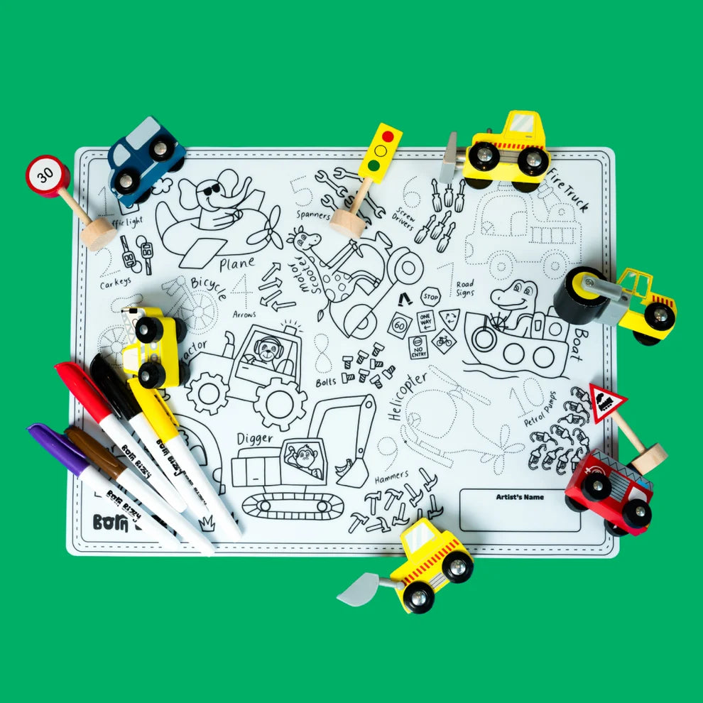 Born Bizzy Biggie, Silicone Colouring Mat Sets, Biggie (30x40cm)