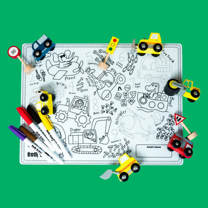 Born Bizzy Biggie, Silicone Colouring Mat Sets, Biggie (30x40cm)