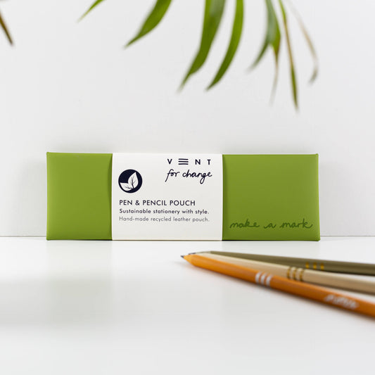 VENT for Change Recycled Leather Pen & Pencil Pouch – Green
