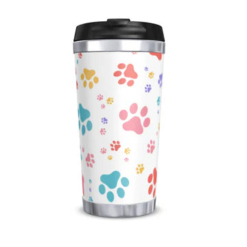 Reusable 450ml Travel Brew Cup, Rainbow Paw Prints