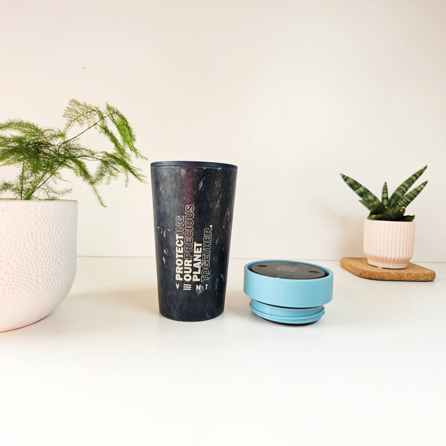 VENT for Change Reusable Travel Cup – Recycled Fabric – Stone Wash Blue - Ocean