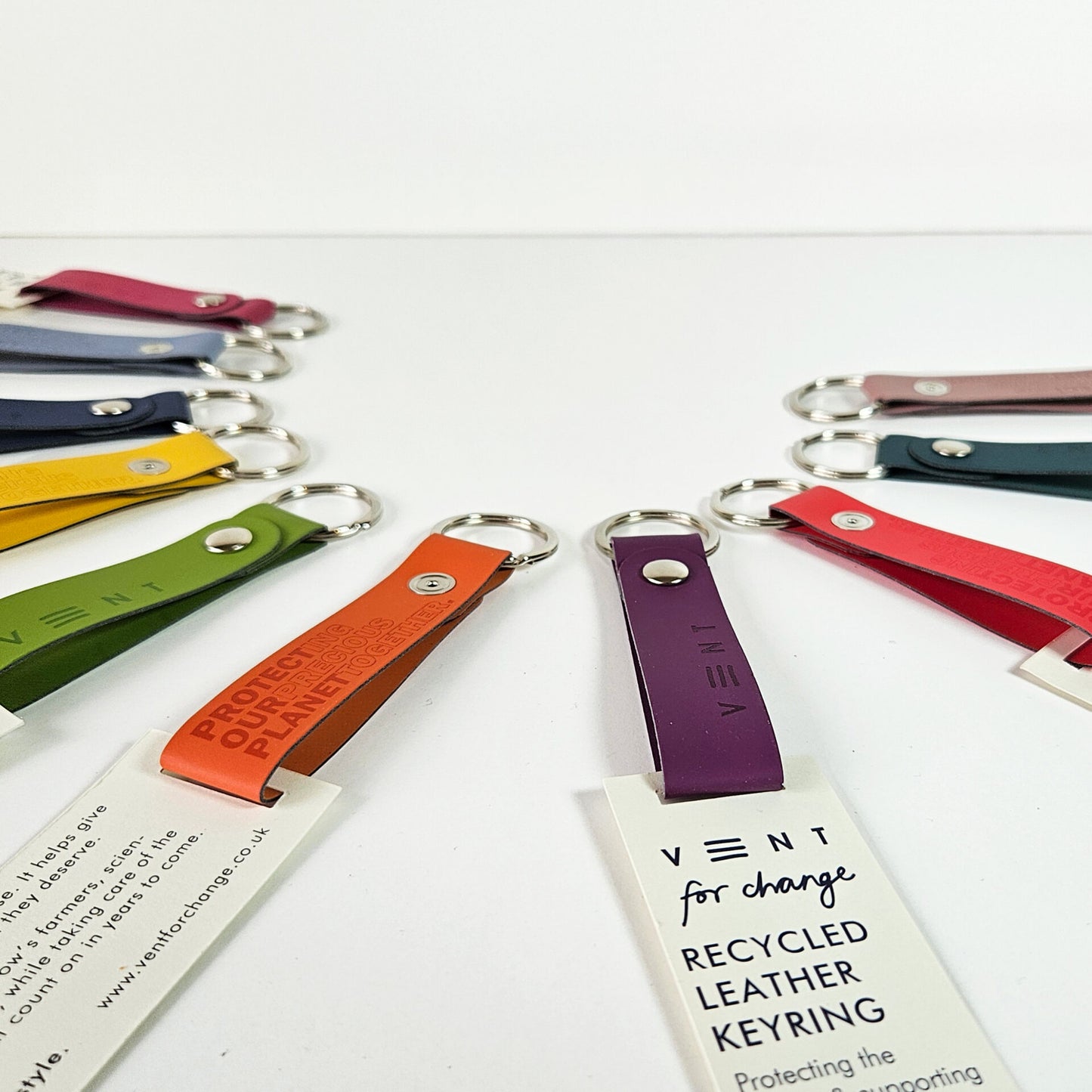 Vent For Change Recycled Leather Keyring – Sustainable Italian Keyring in Assorted Colours