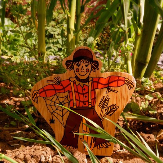 Natural Wooden Orange & Brown Scarecrow