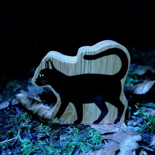 Natural Wooden Black Cat