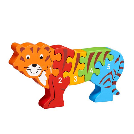 Lanka Kade Tiger Wooden Number Jigsaw – FSC Educational Counting Puzzle