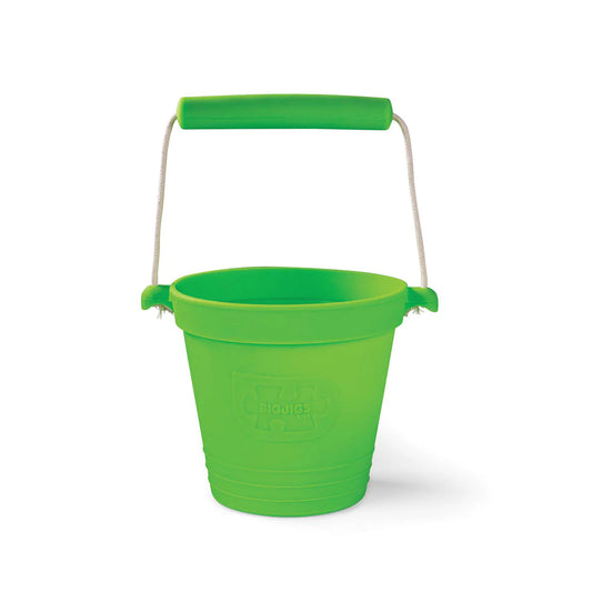 Bigjigs Toys Silicone Bucket – Kids Beach & Water Play Bucket, Green