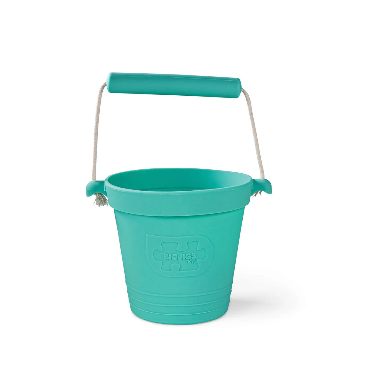 Bigjigs Toys Silicone Bucket – Kids Beach & Water Play Bucket, Turquoise