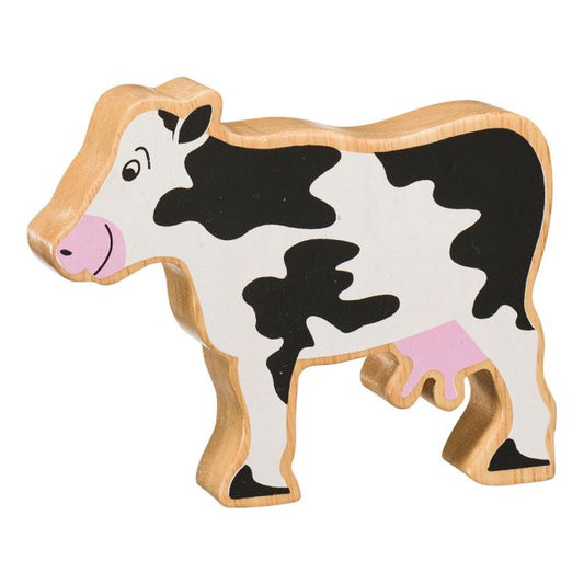 Natural Wooden Black & White Cow