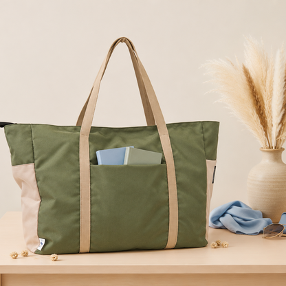 VENT for Change Large Recycled Zipped Shopper Bag – Ocean Bound Plastic - Sage Green