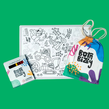Born Bizzy Biggie, Silicone Colouring Mat Sets, Biggie (30x40cm)