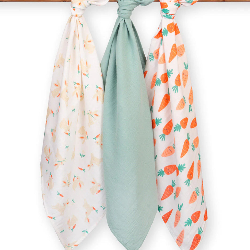 Kite Clothing Organic Cotton Muslin Cloths 3 Pack – Happy Carrot Baby Muslins