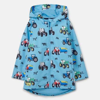 Little Lighthouse Ethan Coat, Tractor Print Turquoise