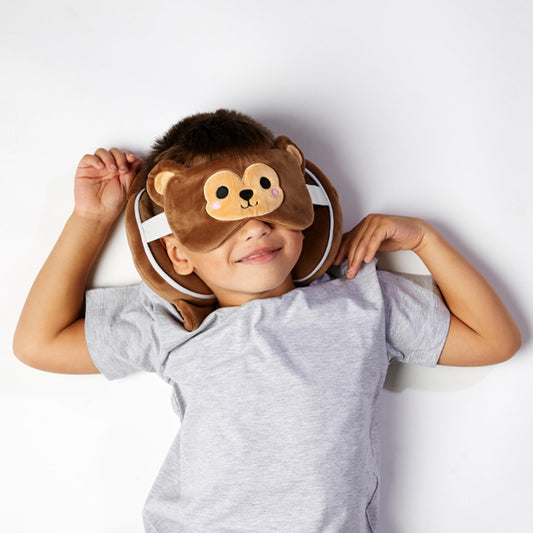 Relaxeazzz Travel Pillow & Eye Mask, Monkey