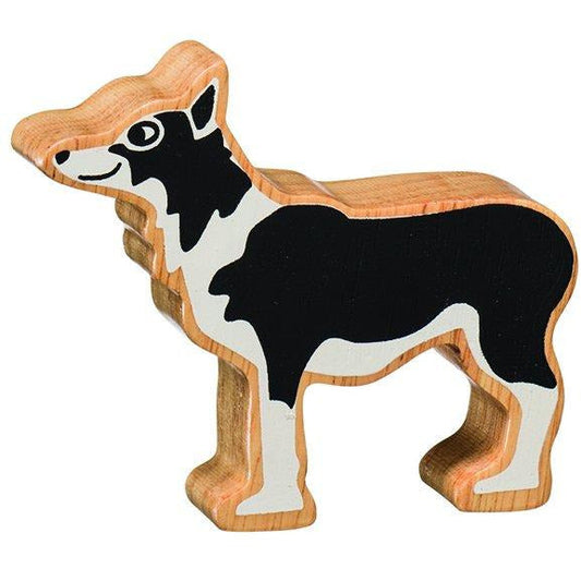 Natural Wooden Black & White Dog