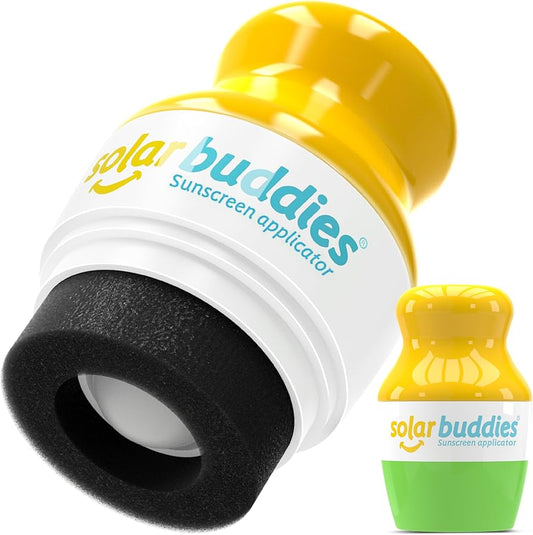 Solar Buddie – The Child-Friendly, Refillable Sunscreen Applicator, Green & Orange