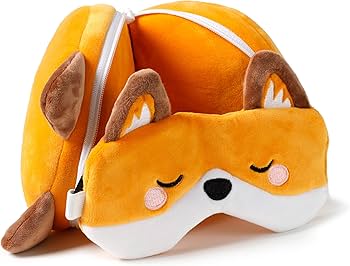 Relaxeazzz Travel Pillow & Eye Mask, Finnick The Fox