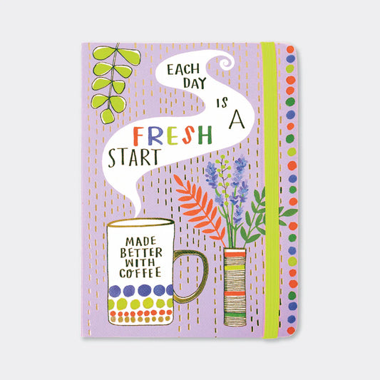 Rachel Ellen A6 Perfect Bound Notebook – Coffee Mug “Each Day Is A Fresh…”