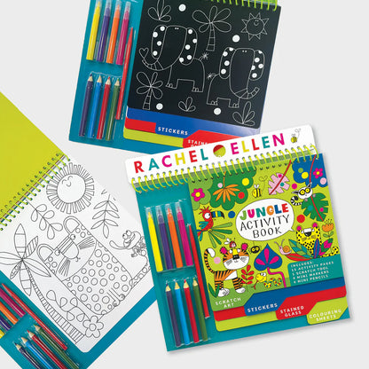 Jungle Activity Book with Scratch Art, Stickers & Colouring Set