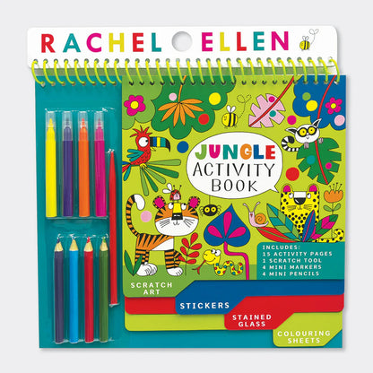 Jungle Activity Book with Scratch Art, Stickers & Colouring Set