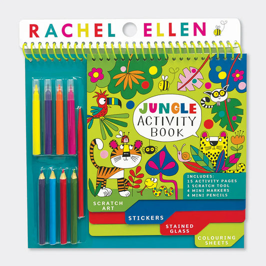 Jungle Activity Book with Scratch Art, Stickers & Colouring Set