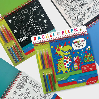 DInosaur Activity Book with Scratch Art, Stickers & Colouring Set
