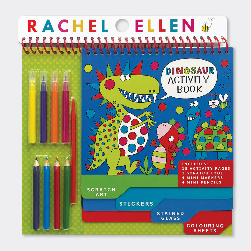 DInosaur Activity Book with Scratch Art, Stickers & Colouring Set